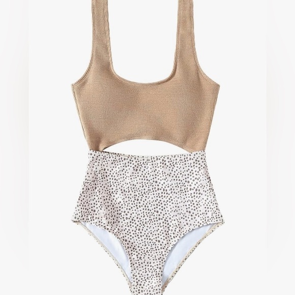 Tan Dalmatian Cutout Bathing Suit - Picture 2 of 9